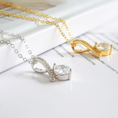 China TRENDY Fashion Jewelry White Diamond Letter V Pendant Clavicle Chain 925 Sterling Silver Moissanite Necklaces for Women Gifts for sale