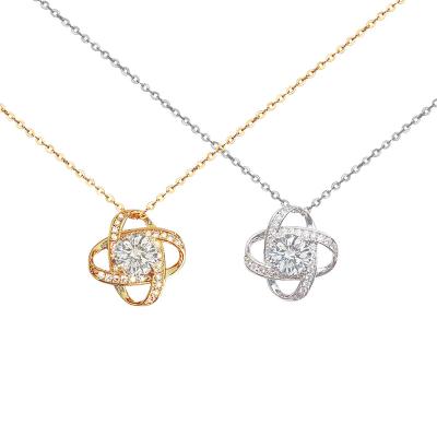 China TRENDY Fashion Jewelry 925 Sterling Silver Full Diamond Zircon Pendant Collar Chain Clover Necklace For Women Gifts for sale