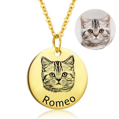 China TRENDY Custom Pet Portrait Necklace DIY Cat Dog Photo Jewelry Engraved Gift for Pet Lover for sale