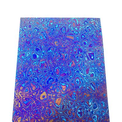 China Low Weight Maker Handmade Timascus Titanium Damascus Flat Bottom for sale