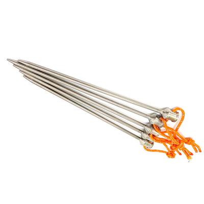 China Lightweight Titanium Tent Stakes - Heavy Duty Metal Ground Pegs Titanium Nail Peg With Rope for sale