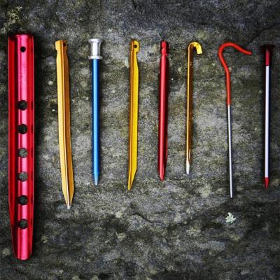 China Lightweight Titanium Alloy Tent Nails Outdoor Camping Tent Stakes Lengthen Tent Pegs for sale