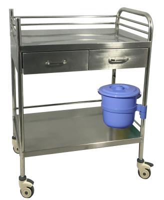 China 2 Layers Stainless Steel Medical Trolley , Stainless Steel Medical Cart With Drawer for sale