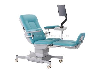 China Linak Motorized Dialysis Recliner Chairs , Reclining Blood Draw Chair Blue Color for sale