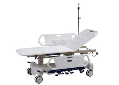 China White Color Patient Transfer Stretcher , Hydraulic Ambulance Stretcher Foot Pedals Control for sale