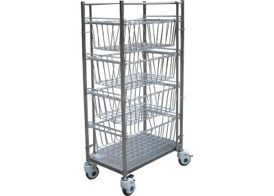 China Easy Cleaning Stainless Steel Storage Trolley With Flexible Mobile Sliding Basket for sale