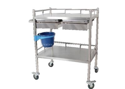 China 304 Stainless Steel Medical Trolley , Stainless Steel 2 Tier Trolley Durable for sale