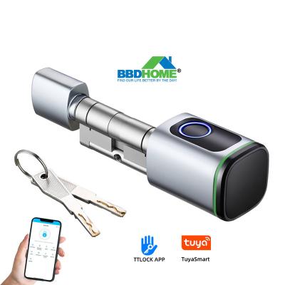 China BBDHOME Tuya Ttlock Aluminum Alloy Fingerprint Lock WiFi BLE Digital Adjustable Smart Door Lock Cylinder With Mechanical Key for sale