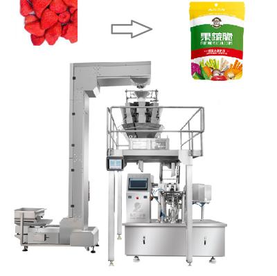 China Economy XK-200 Pouch Working Automatic Weighing Rotary Packing Machine For Vacuum Fried Fruit Chips With Gas Filling Position Up Bags for sale