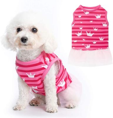 China Cute Viable Pink Princess Puppy Pet Dress Tutu Skirt Outfits Soft Breathable Dog Clothes Clothes Crown Girl Summer Dog Dresses for sale