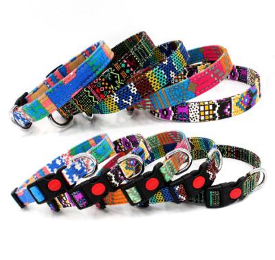 China Bohemia DETACHED Pattern Canvas Dog Collar Adjustable Durable Pet Safety Buckles Dog Collar Custom for sale