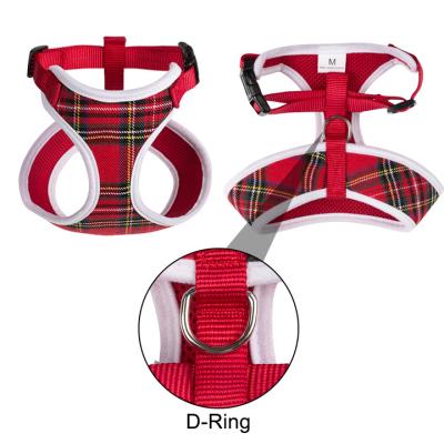 China Soft Snowflake Cloth Dog Harness Plaid Pattern Dog Vest Adjustable Harness Soft Christmas No Pull Dog Harness for sale