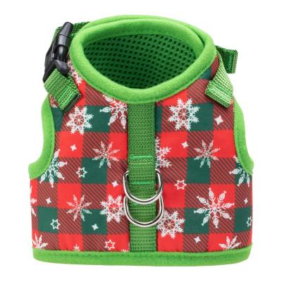 China Medium Large Soft Padded Mesh Adjustable Vest Polyester Cats Cat Harness Escape Proof Cute Elks Pattern Christmas Small Pets for sale