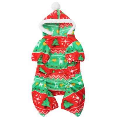 China Sustainable Hooded Green Snowman Winter Dog Clothes Warm Fleece Fabric Christmas Pajamas For Large Dogs for sale