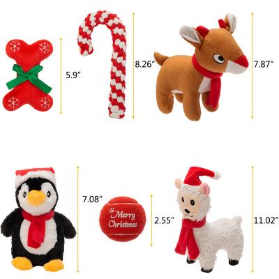 China Hot Sale 6Pack Elk Puppy Durable Creative Chew Cute Funny Christmas Plush Toy Dog Toy Set for sale