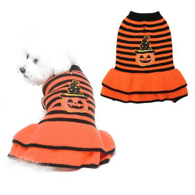 China Small Cat Sweater Dress Luxury Dog Sweater Pumpkin Halloween Winter Viable Wholesale Warm Knitwear Sweater for sale