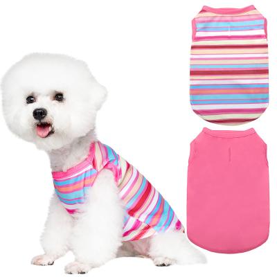 China Hot Sale Stocked Luxury Dog Clothes Colorful Striped Blank Dog T Shirt Vest for sale