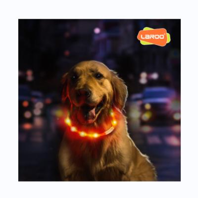 China Flashing Lights Laroo Safety USB Rechargeable Glowing Light On LED Pet Collar For Medium Large Dog for sale