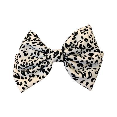 China Hair Decoration Polka Dot Leopard Printing Fabric Cotton Bows Clip Girl Big Bowknot Hair Clip Printed Hairpin for sale