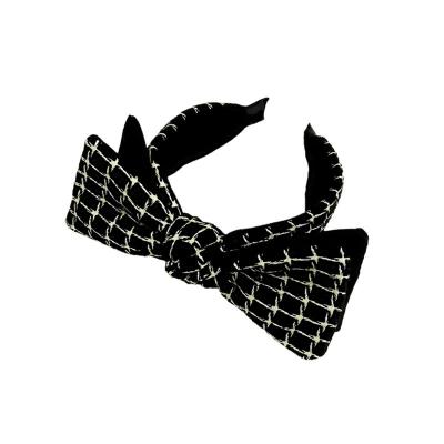 China Headbands New Arrive Girls Plaid Pattern Cloth Headbands Head Wrap Women Bow Headband for sale