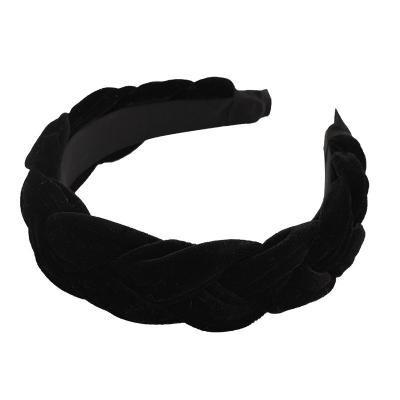 China Headbands Fashion Lady Sponge Headband Women Hair Accessories Headwear Velvet Wide Padded Headband for sale