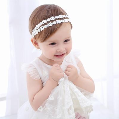 China Color Matching Little Girls Headband Flowers Princess Lace Hair Bands Hair Accessories Flower Headband Baby for sale