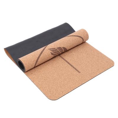 China Fitness Equipment Application Yoga Mat Logo Custom Printed Rubber Cork Fitness Yoga Mat for sale