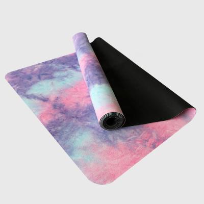 China Bodybuilding Fitness Custom Printed Logo Luxury Suede Natural Rubber Yoga Mats With Bag for sale