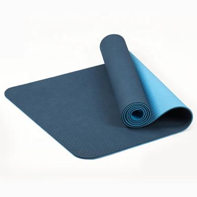 China Lightweight Double Layers Blue Color Strip Yoga Mats With Custom Design And Logo for sale