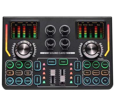 China New Release Podcast Professional Live Sound Card Sound Board Microphone with Mixer Voice Switch Audio Audio Interface for sale