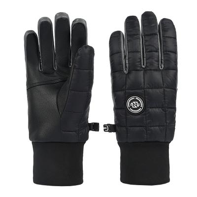 China Latest Casual Winter Ski Gloves Touch Screen Adult Custom 3M Ski Gloves With Leather Palm And Bottom Filling for sale