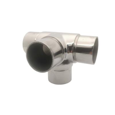 China Contemporary Mirror Stair Accessories Fittings 304 Good Quality 316 Stainless Steel Handrail 4 Way Elbow Pipe Connector For Railing for sale