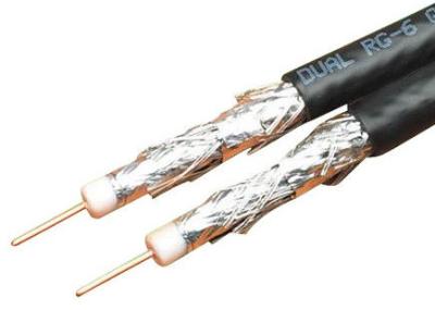 China Het dubbele RG6-Vierlingschild overhaalt Kabel, Siamese Coaxiale Cable18-Leider van AWG CCS Te koop