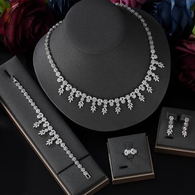 China CLASSIC Bridal Full Zirconia 4pcs Jewelry Sets For Women Party Luxury Dubai Nigeria CZ Crystal Wedding Jewelry Sets for sale