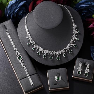 China CLASSIC Fashion 4PCS Waterdrop Trendy Luxury Indian Jewelry Sets For Women Wedding Party Indian Dubai Bridal Jewelry Sets for sale