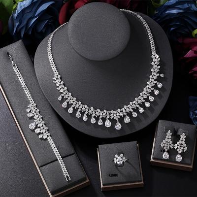 China CLASSIC Bridal Full Zirconia 4pcs Jewelry Sets For Women Party, Luxury Dubai Nigeria CZ Crystal Wedding Jewelry Sets for sale