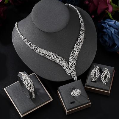 China CLASSIC 4 Pcs Super Luxury Bridal Wedding Party Costume Nigerian Zircon Dubai Jewelry Set For Brides Accessories for sale