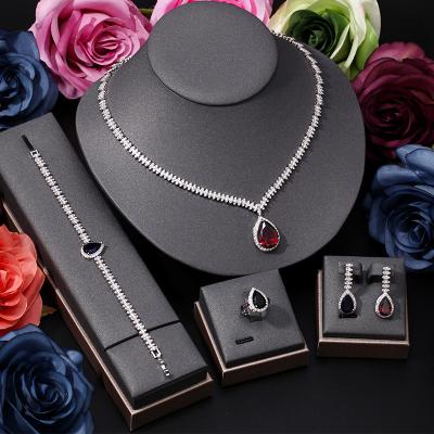 China CLASSIC Luxury Style Zircon Jewelry Set 4 Piece Micro Setting Wedding Jewelry Set for sale