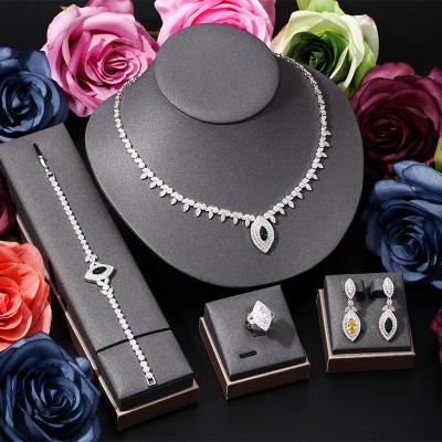 China CLASSIC Banquet Ladies Jewelry Set Four Piece Water Drop Gem Bridal Necklace Set Wholesale for sale