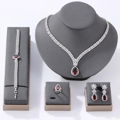 China Wholesale CLASSIC Zircon Crystal Jewelry Set Bridal Wedding Party Banquet Gift Jewelry Set for sale