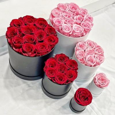 China Wholesale Luxury Fashional Hat Roses Boxes Gift Packaging With Lid Round For Birthday Cylinder for sale