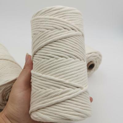 China Viable Good Quality 21s Cotton Yarn 5mm 1 Single Strand Macrame Rope Natural Color Cotton Twine 5mm for sale