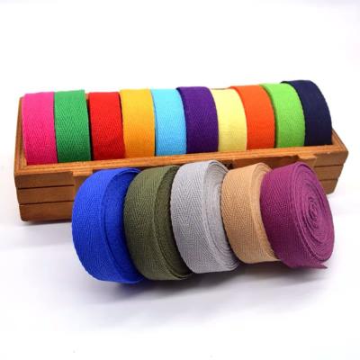 China 100% Cotton Ribbon Color Webbing Viable Woven Herringbone Strap For Garment Accessories for sale