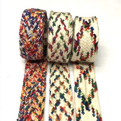 China Elastic Hot Sales Eco-friendly Polyester Cotton Jacquard Organic Colorful Webbing Straps for sale