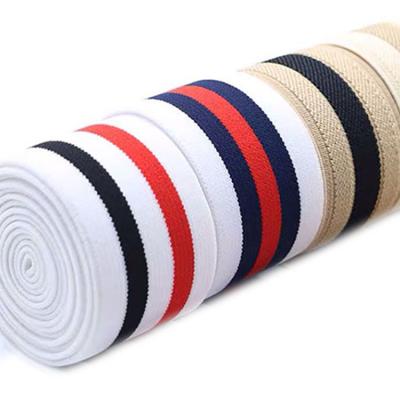 China Wholesale Soft Stripe Elastic Knit Braided Woven Elastic Jacquard Stretch Webbing Band Print for sale