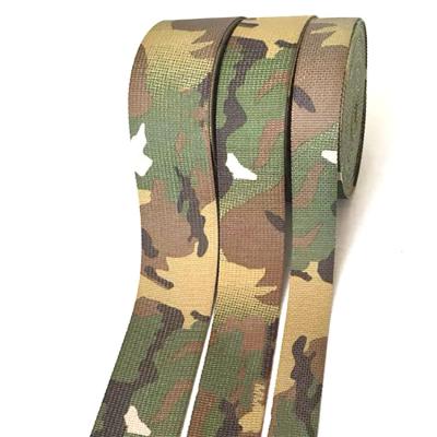 China Factory Elastic Custom Military Camouflage Hot Transfer Prints Striped Elastic Webbing For Belt for sale