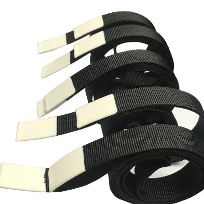 China Viable Custom Silicone Ends Black Polyester Webbing Nylon Strap For Shoulder Handle for sale