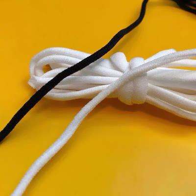 China Black Round 3mm White Elastic / Earring Flat Elastic Cord For Masking for sale