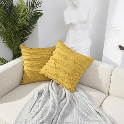 China PORTABLE factory direct cotton and solid color car sofa pillowcase cushion cover canvas ginger yellow for sale