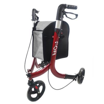 China Old Man Aluminum Outdoor Heavy Duty Folding 3 Wheel Trolley Walker Walker Aluminum Shopping Rollator Light Weight for sale